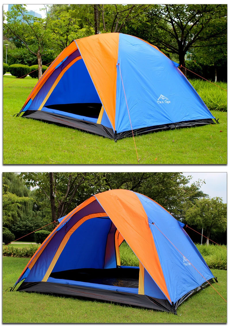 3-4 человек двойной Слои палатка с двойной дверью на открытом воздухе Водонепроницаемый тент палатка 200x180x140 см для рыбалки, кемпинга, вечерние