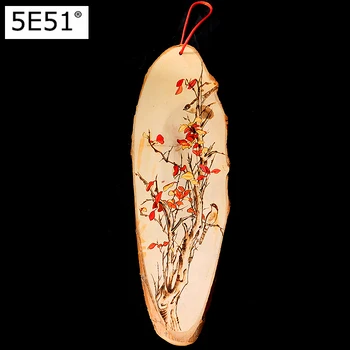 

Creative Wall Hangers Pyrography Handmade Drawing Decoration Wood Painting Retro Landscape Woodcut Size Around 30*12*1.5CM