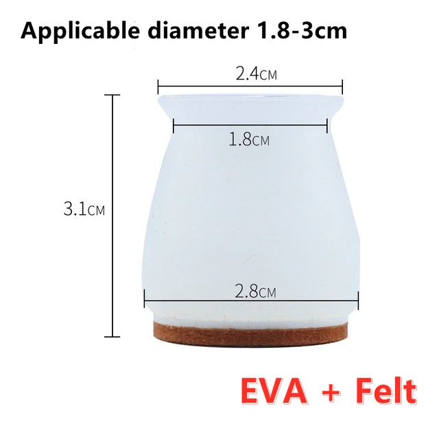 Chair Legs Protectors Table Foot Cover Silicone Chair Caps with Felt EVA Pads for Protecting Floors from Scratches and Noise #30 white S