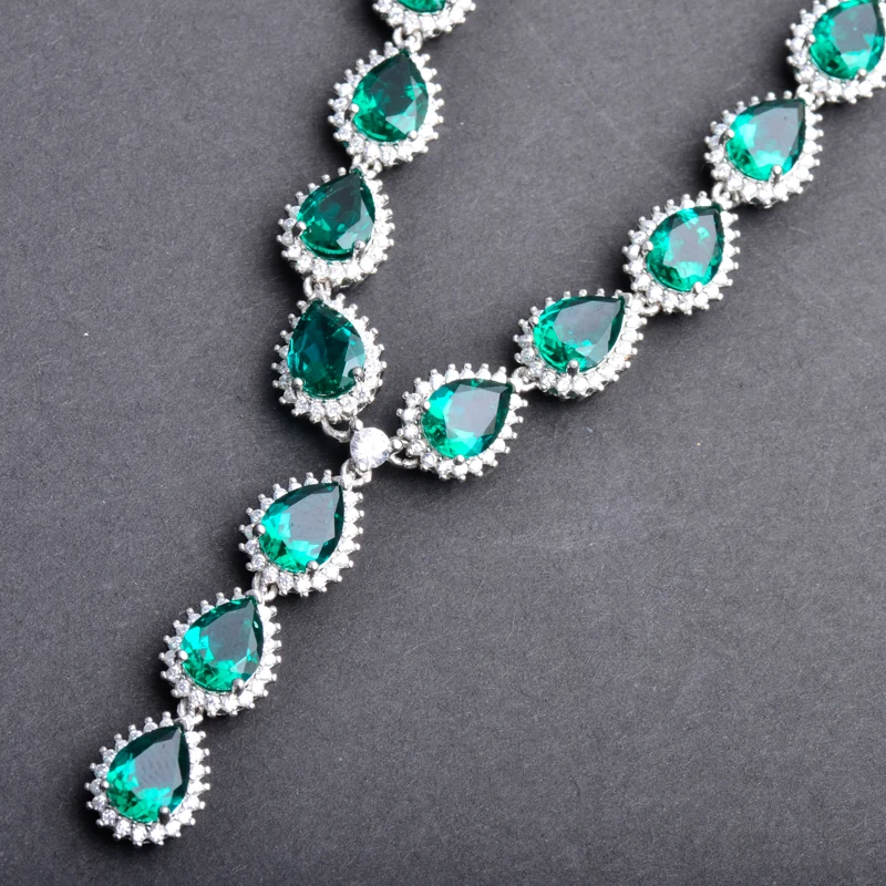 CSJ роскошное элегантное изумрудное ожерелье, Стерлинговое Серебро 925 пробы, жемчуг 6*8 мм, 18ct, хорошее ювелирное изделие для женщин, женские вечерние