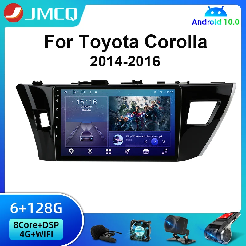 JMCQ Android 10 2 Din 4G + 32G автомобильное стерео радио для Toyota Corolla Ralink 2013 2014 2015 2016