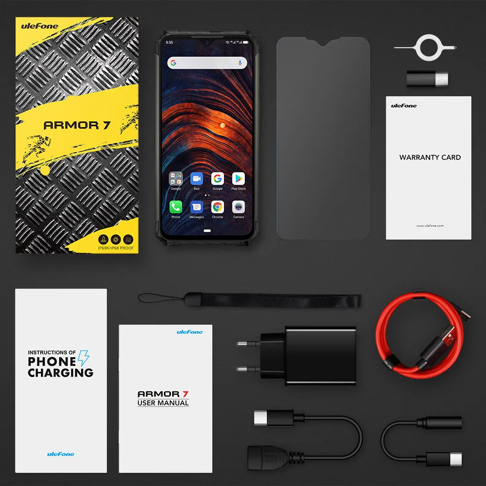  Ulefone Armor 7 Helio P90 Smartphone IP68 Octa Core 8GB+128GB Android 9.0 48MP 4G LTE Camera Rugged