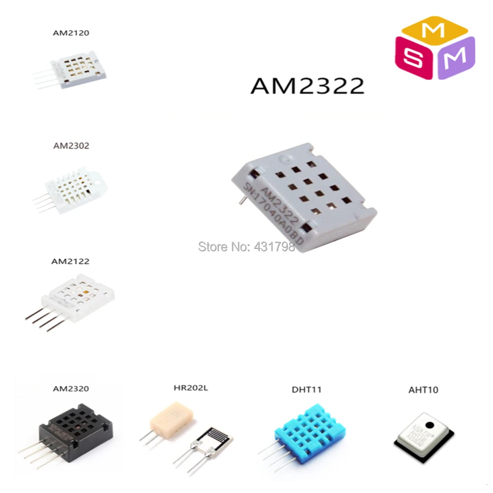 

AM2322/AM2120/AM2122/AM2320/AM2302/AHT10/DHT11/HR202L Digital temperature and humidity sensor sensitive capacitor module AIoT