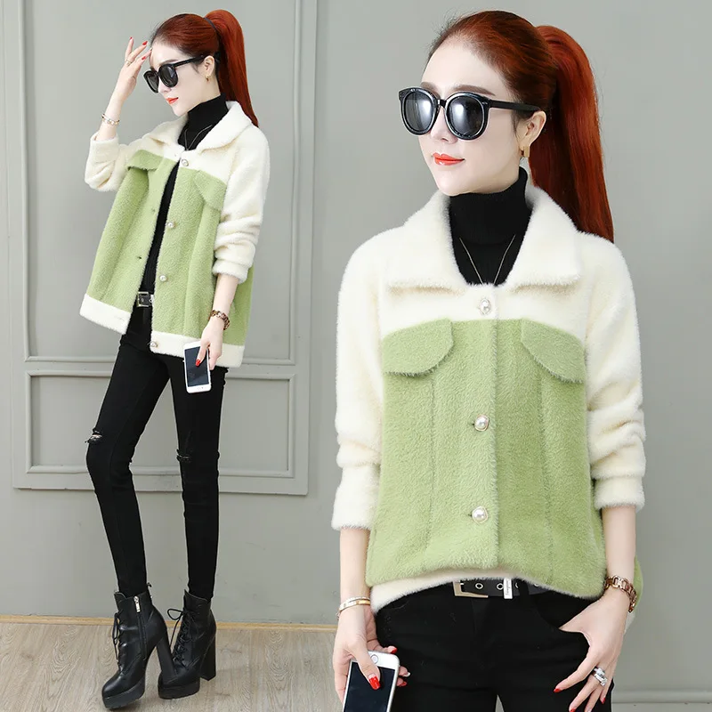 

Fashion Contrast Color Joint Autumn And Winter Coat Women's 2019 Popular MORI Series Woolen Coat Short Students Korean-style Loo