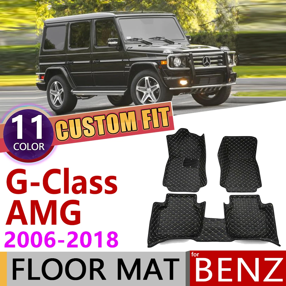 Кожаные автомобильные коврики на заказ для Mercedes Benz G Class AMG 2006 ~ 2018 5 мест коврик ног