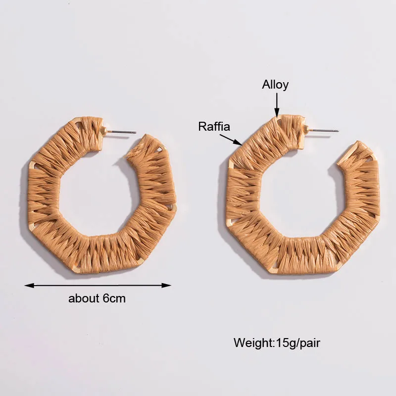 F. J4Z брендовые дизайнерские серьги ручной работы из рафии, соломенные плетеные серьги, модные большие серьги-кольца, подарки, аксессуары Brincos