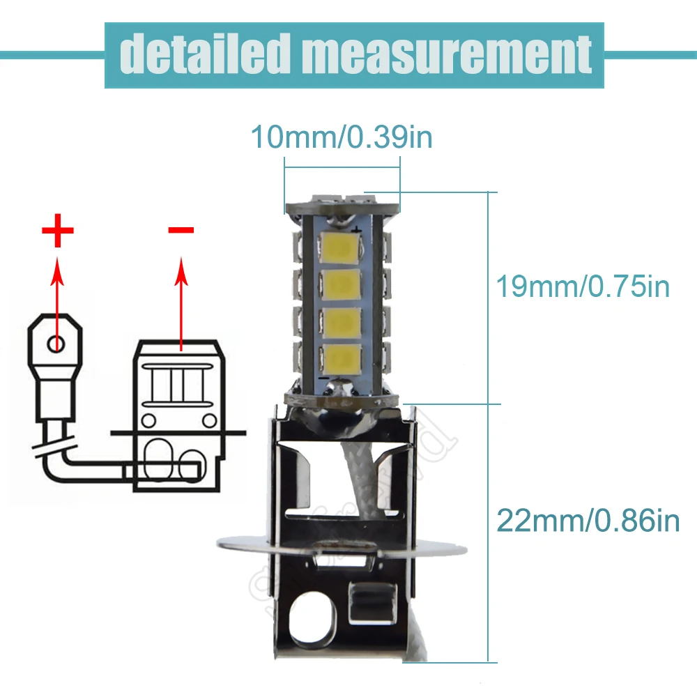 LED fog and headlight bulbs 1/2 Pcs car lights H3 18SMD 2835 6V DC