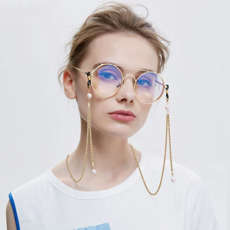 패션 메탈 선글라스 체인 여성용 안경 코드 홀더 넥 스트랩 로프 독서용 안경 목걸이 체인Eyewear Accessories