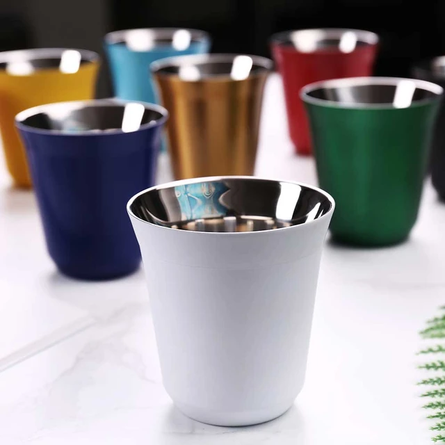 80ml Double Wall Stainless Steel Espresso Cup Insulation Nespresso Pixie  Coffee Cup Capsule Shape Cute Thermo Cup Coffee Mugs - AliExpress