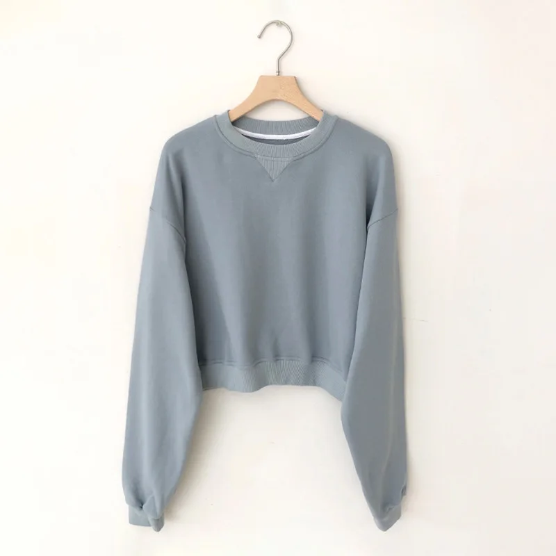 

Oversize Crew Neck Sweatershirts Women Dropped Shoulder Cropped Sweatshirt Pullover