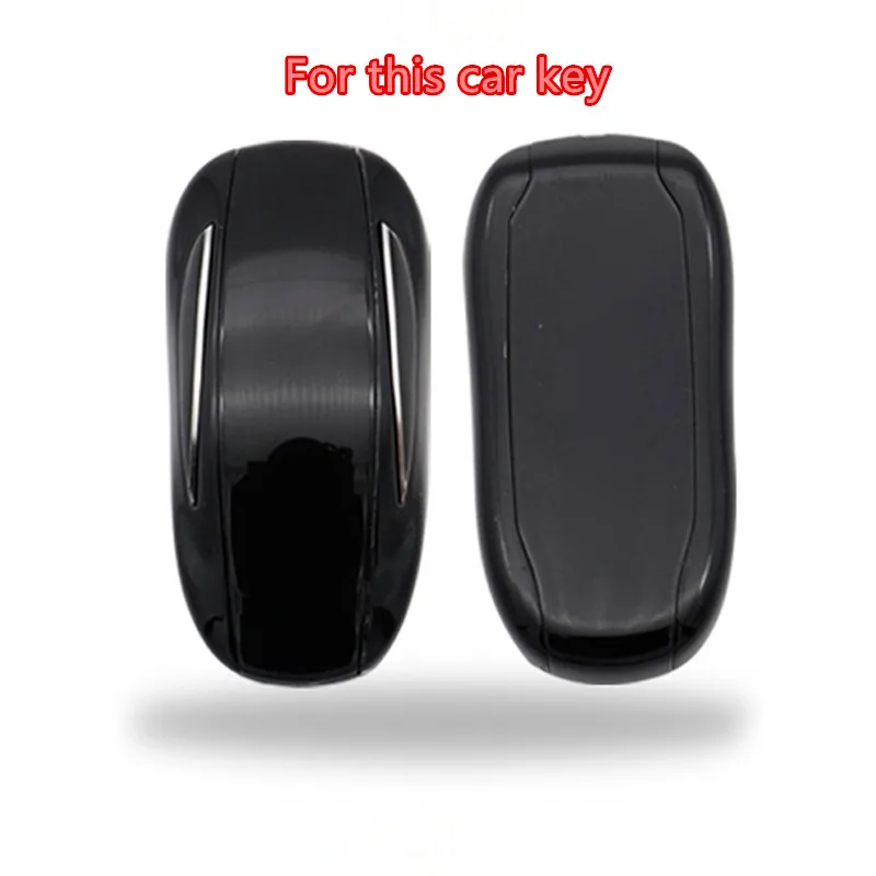 

ABS Carbon Fiber Style Car Key Cover Case Fob With Chain For Tesla Model X car Key Case Car key cover Car interior decoration
