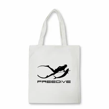 

Freedive Print Teenager Students Casual Package Hand Bag Women's bag Unisex Foldable Shopper canvas bag tote bag Bolsas