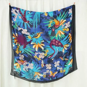 

180*90cm TOP Silk Flower Floral Scarves Women Foulard Square Hijab Scarf Ladies Shawl wrap muffler pareo female hijab