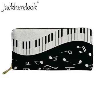 

Jackherelook Piano Music Notes Print Long Leather Women Wallet Ladies Zipper Purse Holder Female Coin Pocket Cards Holder Mujer