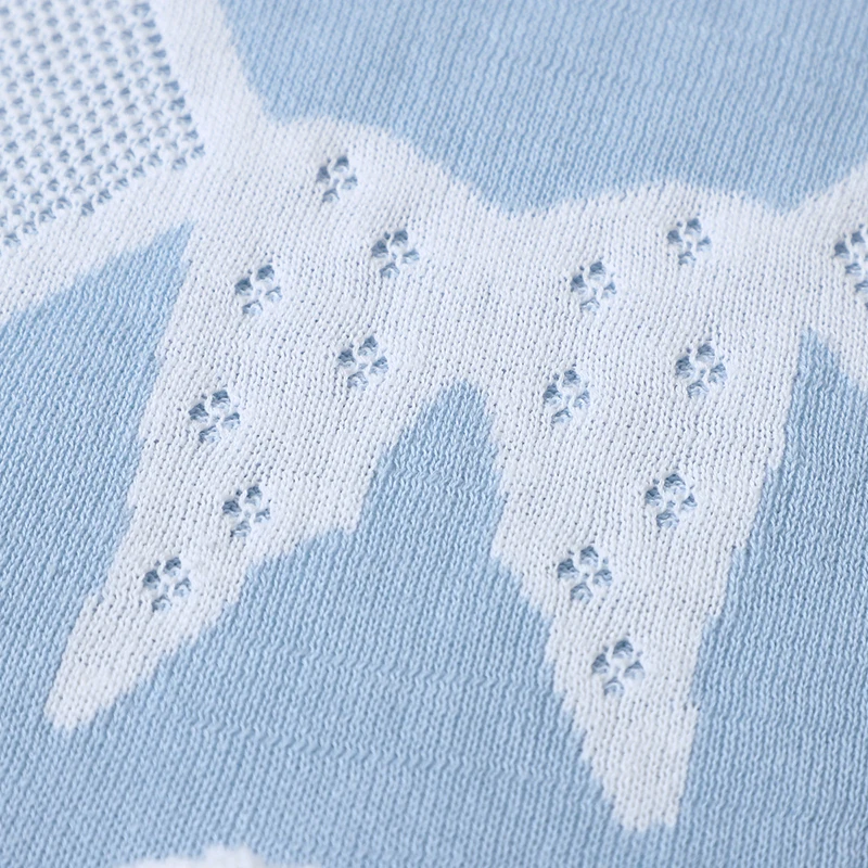 Baby Blankets 100%Cotton Plaid Knitted Newborn Girl Boy Stroller Wrap Swaddle Cute 3D Rabbits Pom Pom Infant Bedding Crib Quilts 6