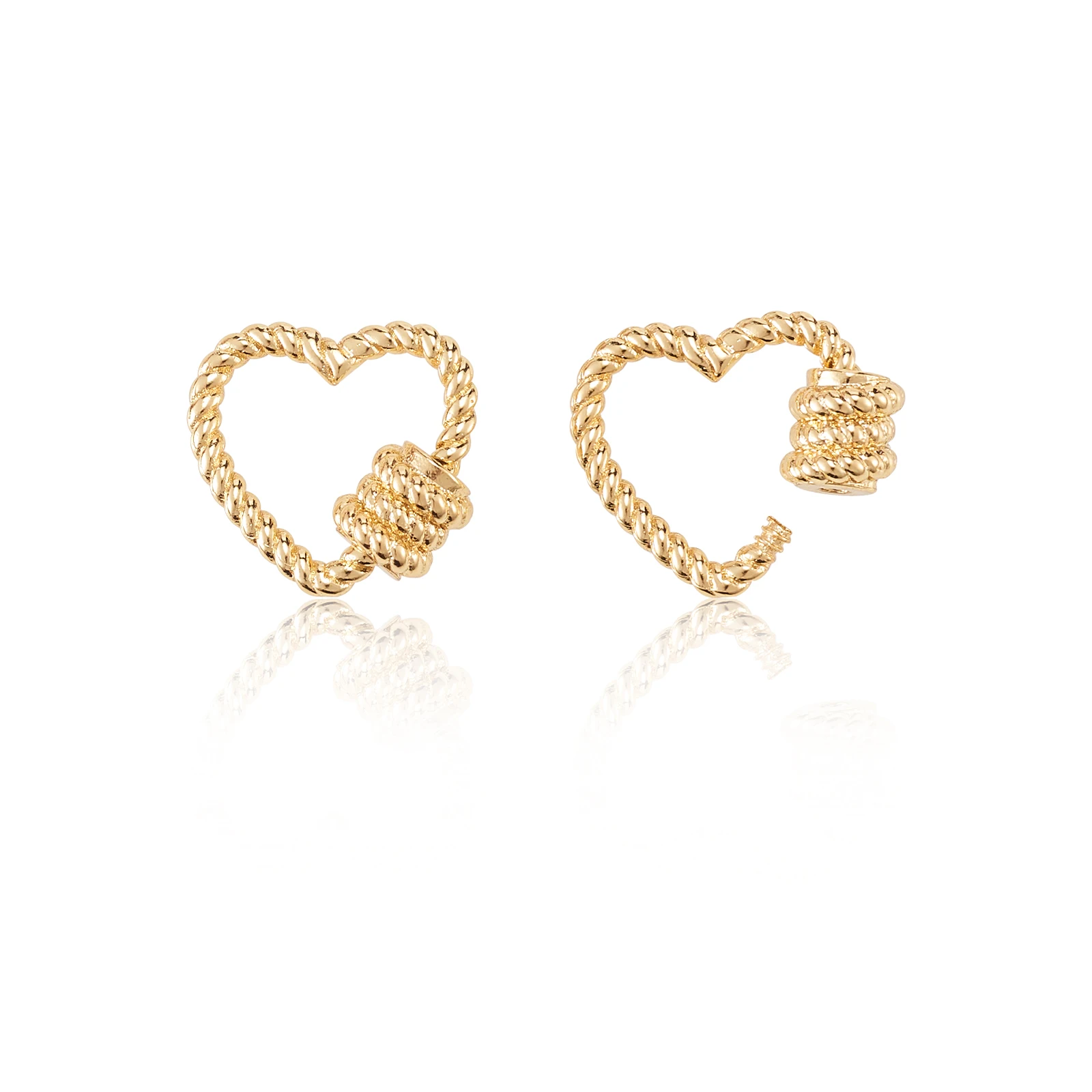 5Pcs Heart Shape Brass Screw Carabiner Lock Charms Clasp Gold Plated Keychain Clip Hook for Necklaces Jewelry Making 17x16mm