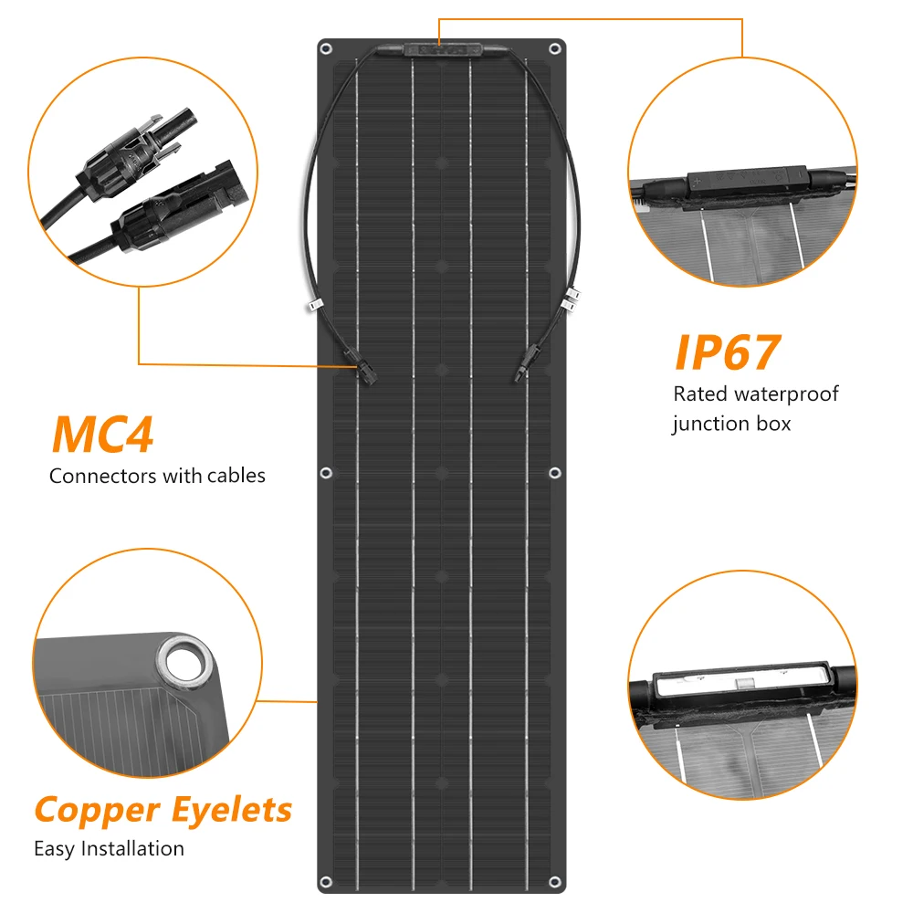 50w 16V 1060*277 мм гибкий Панели солнечные украшенное мозаикой из драгоценных камней, 12v 10A контроллер Солнечный модуль солнечных батарей клетки Панели солнечные батарея DIY kit