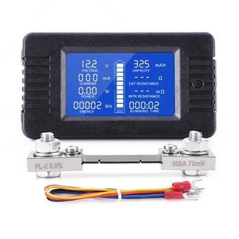 

LCD Display DC Battery-Monitor Meter 0-200V Voltmeter Ammeter For Cars RV Solar