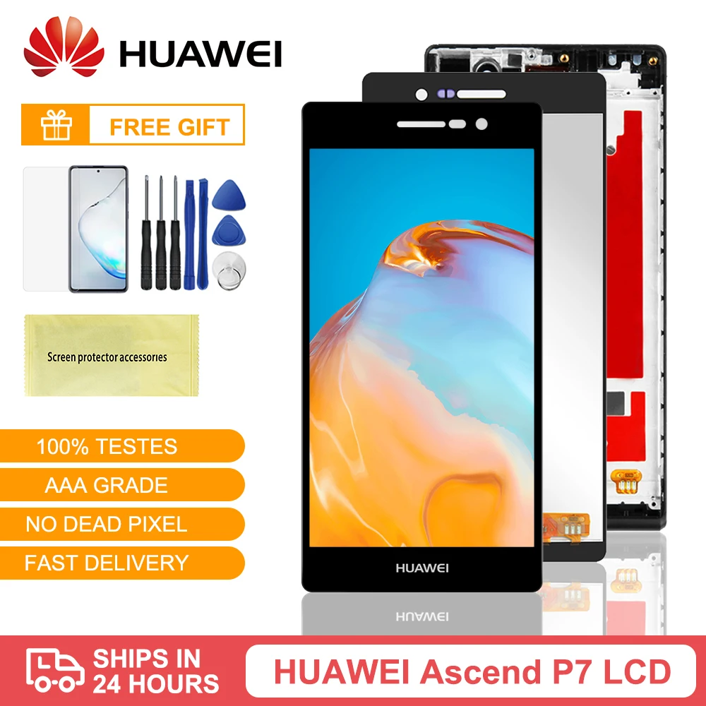 Оригинальный дисплей P7 с рамкой для Huawei Ascend ЖК экран L00 L05 L10 сенсорный дигитайзер