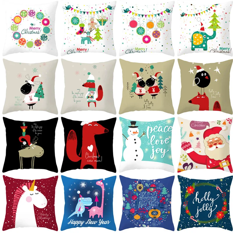 

New Christmas Cushion Cover Merry Christmas Decorative Pillow Covers Santa Claus Throw Pillow Cover kerstmis navidad Pillowcase