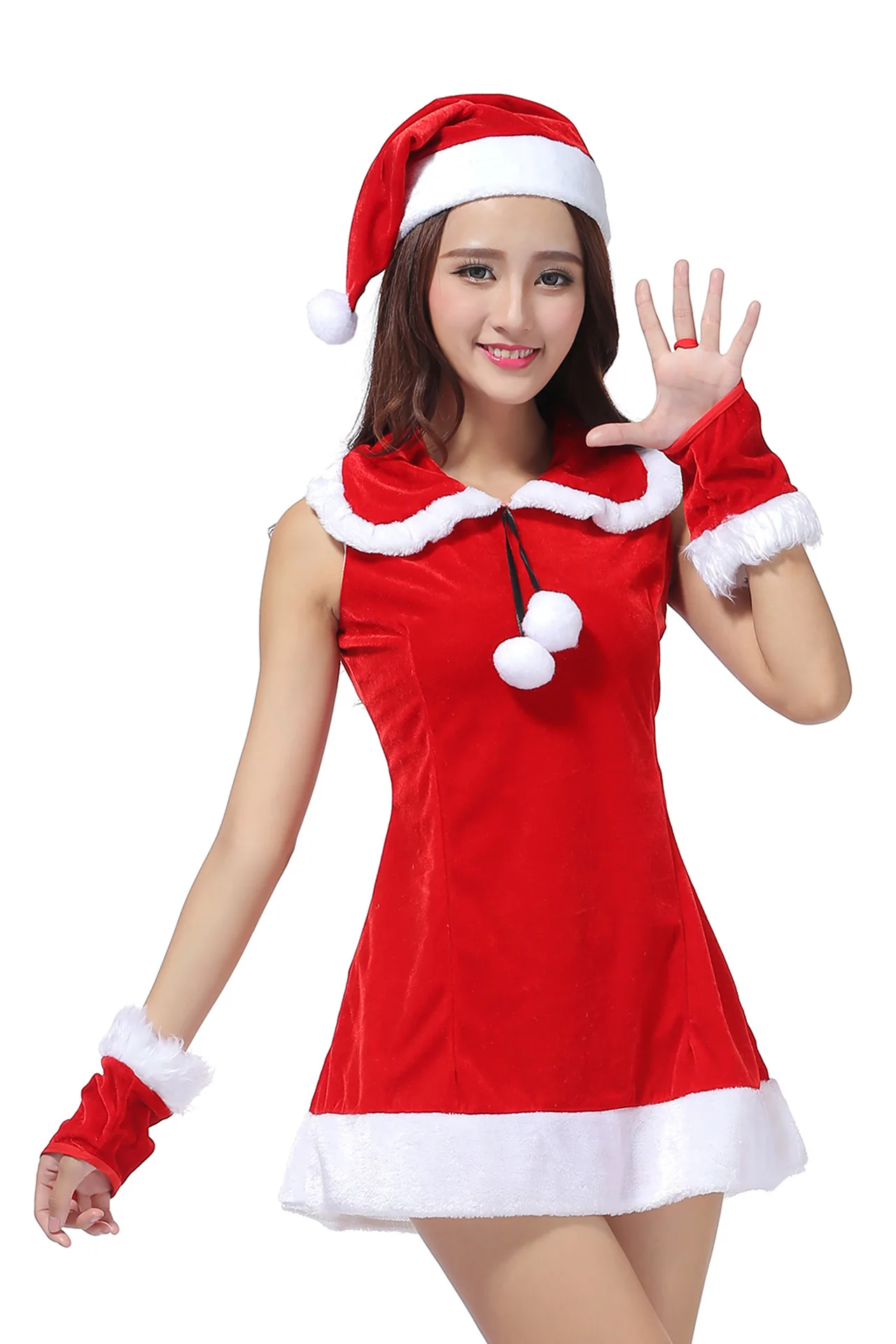 2019 комплект рождественского костюма красное бархатное мини платье без рукавов