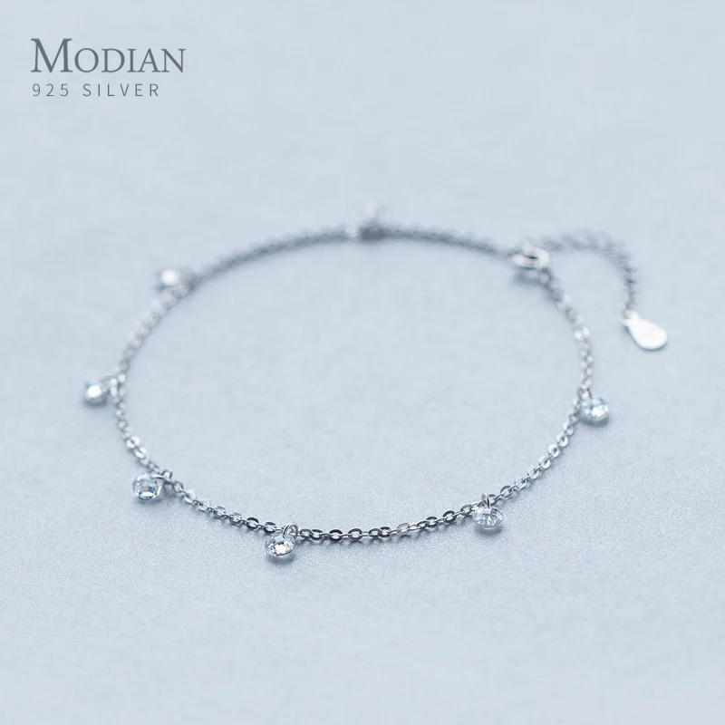 Modian Shining Zircon Anklet Authentic 925 Sterling Silver Fashion Barefoot Original Chain Bracelet For Women Fine Jewelry Modian Shining Zircon Anklet Authentic 925 Sterling Silver Fashion Barefoot Original Chain Bracelet For Women Fine Jewelry