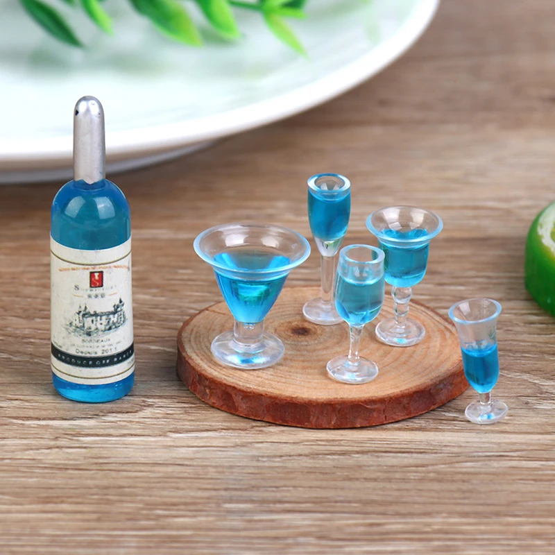 

6Pcs Various Style Mini 1/12 Dollhouse Miniature Simulation Cocktail Wine Bottles Pretend Play Doll Food Drink Accessories