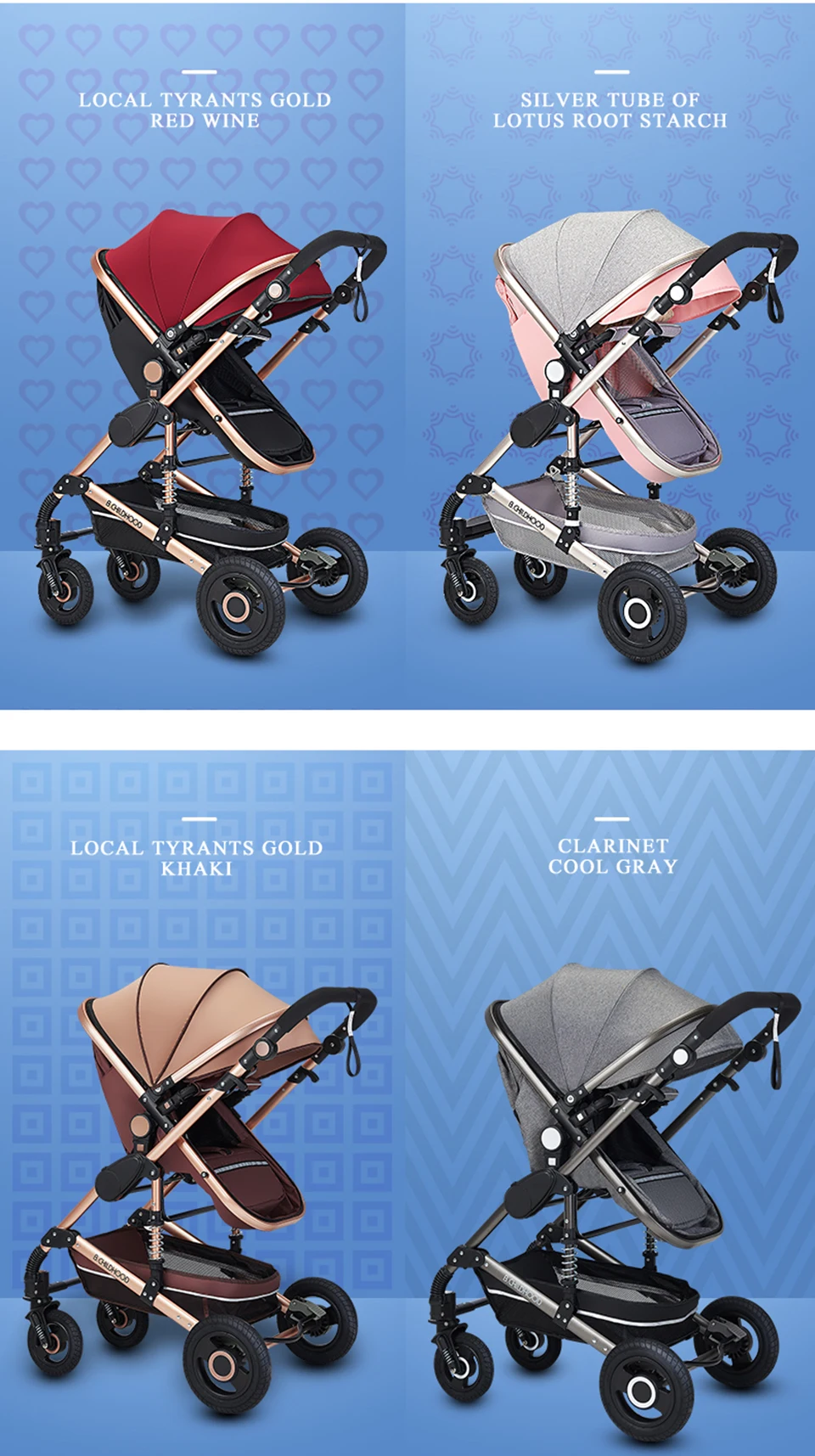 Детская коляска 3 в 1, легкая коляска, детская коляска с высоким пейзажем, детская коляска для 0-36 месяцев, детская коляска