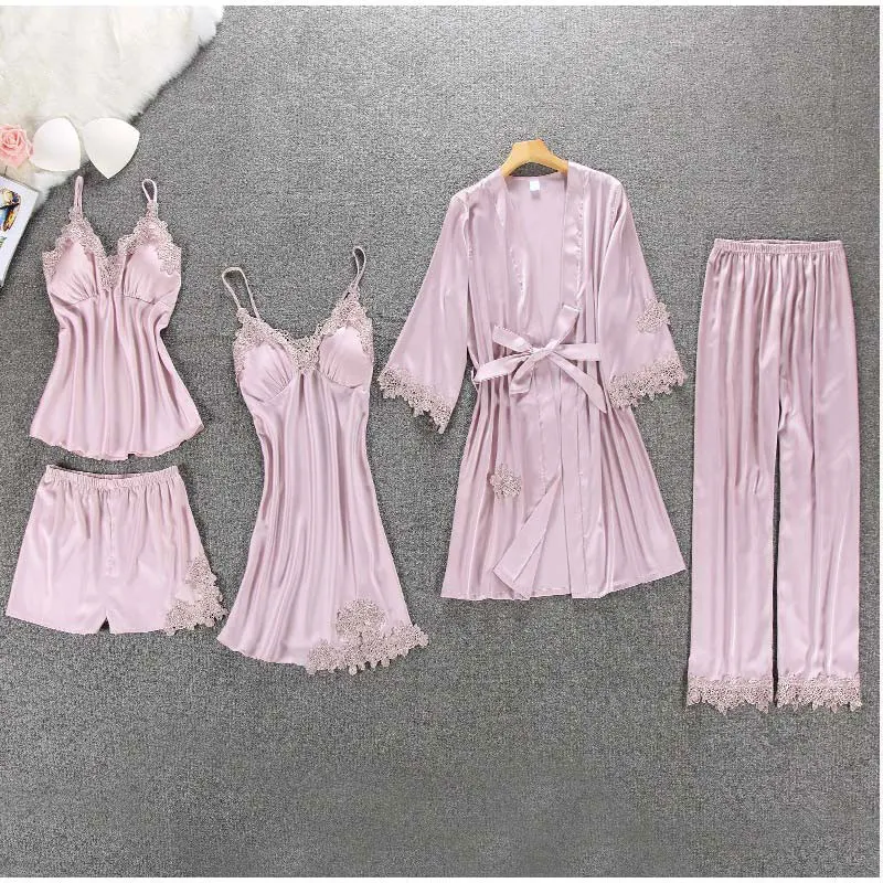 Новое Женское атласное шелковое вечернее платье халат кимоно, ночная рубашка наборы домашнего белья пижама пикантное ночное белье халат Элегантный femme Халат