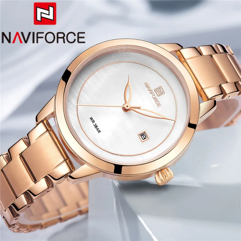 NAVIFORCE женские часы Топ бренд класса люкс розовые, золотые, женские ...