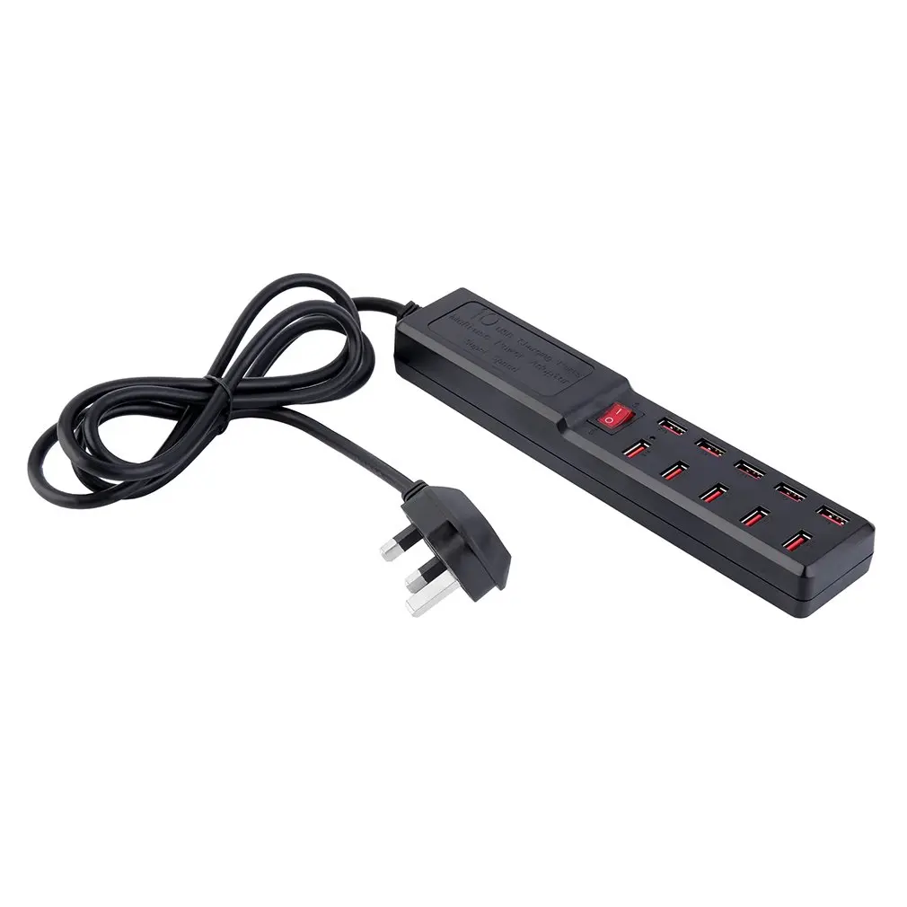 

Black & White Compact and Lightweight USB Power Strip with 6 AC Outlets and 4 Smart 5V/2.4A USB Charging Ports YA18WS-6AU4U