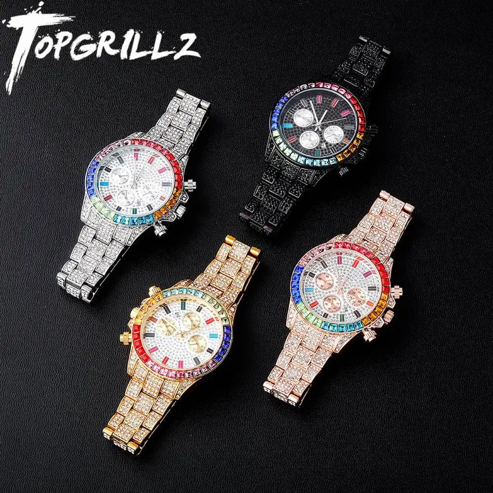 CdyBox 3Pack - Orologio da uomo hip hop con calendario in scala