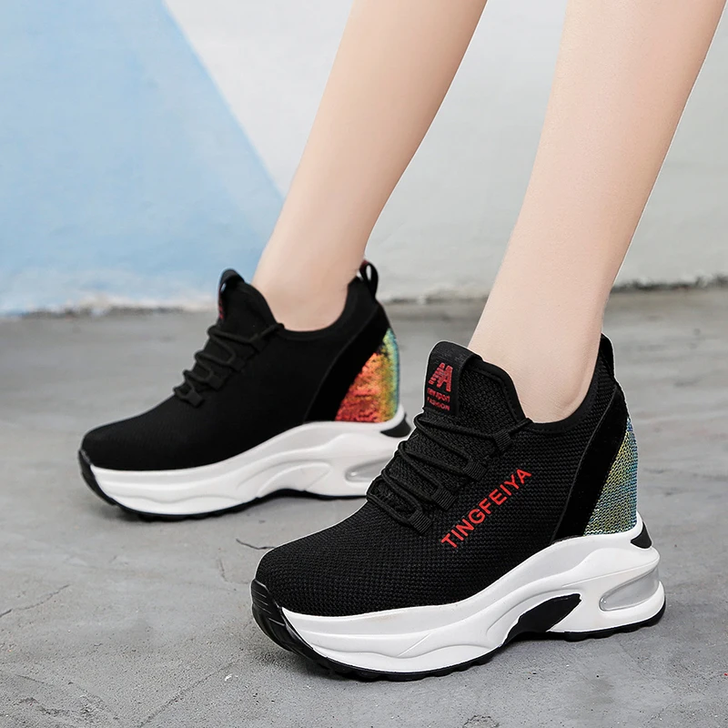 

2019 Women Sneakers Breathable Mesh Platform Ladies Shoes Summer Knitting Flats Casual Shoes Women Chunky Sneakers