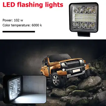 

LED Strobe Work Lamp 102W Square Offroad Driving Fog Light 6000K Aluminum Alloy Reversing Lamp for Car Boat Tractor