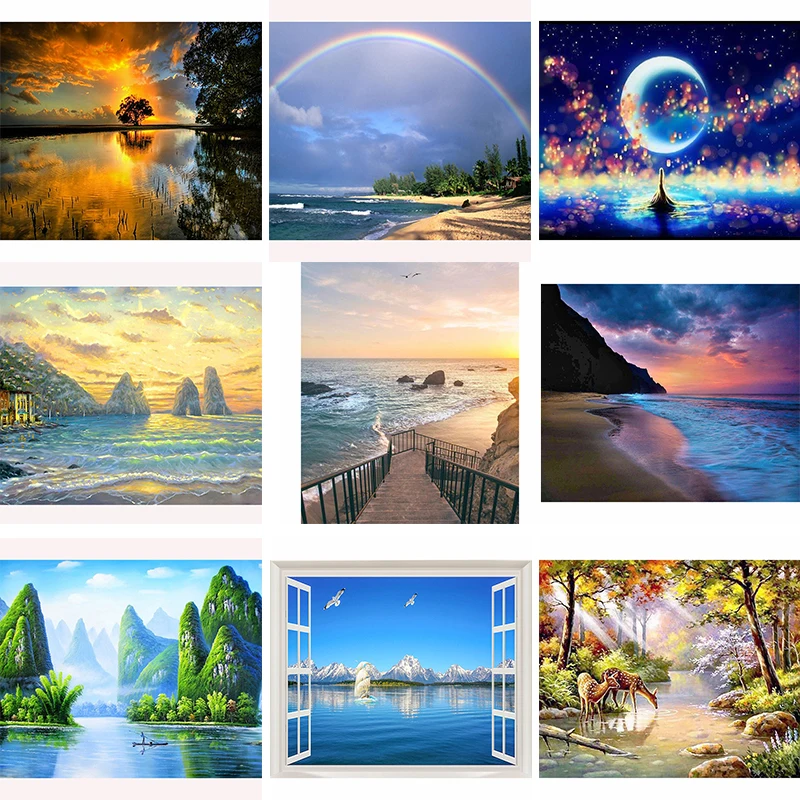 Full Square/Round Drill 5D DIY Diamond Painting landscape rainbow Picture Ever Moment Embroidery decor home Gifts | Дом и сад