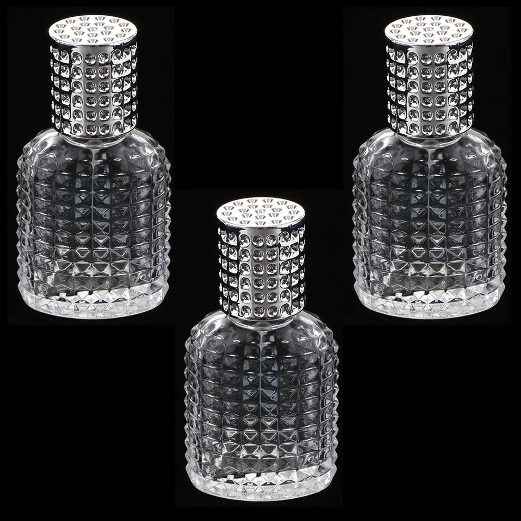 3pcs Crystal Glass Pineapple Design Empty Refillable Perfume Fragrance Spray Bottle Travel Size
