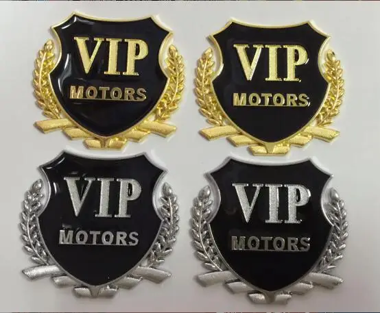 

1 Pair 3D Metal Car Chrome Car Stickers VIP Car Styling MOTORS Logo Emblem Badge Decal Sticker Decoration