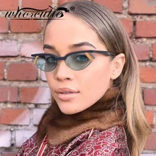 Модные Полосатые маленькие женские солнцезащитные очки кошачий глаз, роскошные брендовые дизайнерские Винтажные Солнцезащитные очки с полуоправой 90 S, шикарные треугольные очки S077