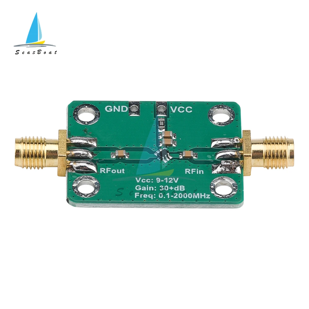 0.1-2000MHz RF Low Noise Broadband Signal Amplifier Power Amplifier Gain 32dB 9-12V Wideband Receiver LNA Module