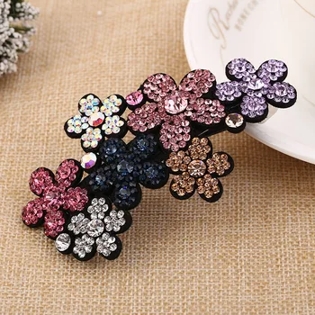 Online Einfache Headwear Strass Blumen Barrettes Frühling Haar Clip Mädchen Frauen Mode Kopfschmuck Haar Zubehör