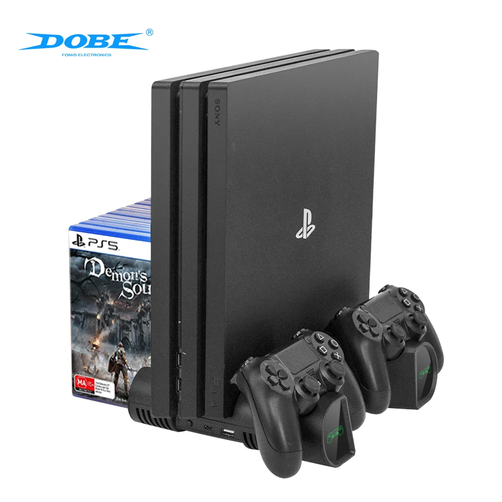 Вертикальная охлаждающая подставка DOBE для PS4 зарядная станция двух контроллеров