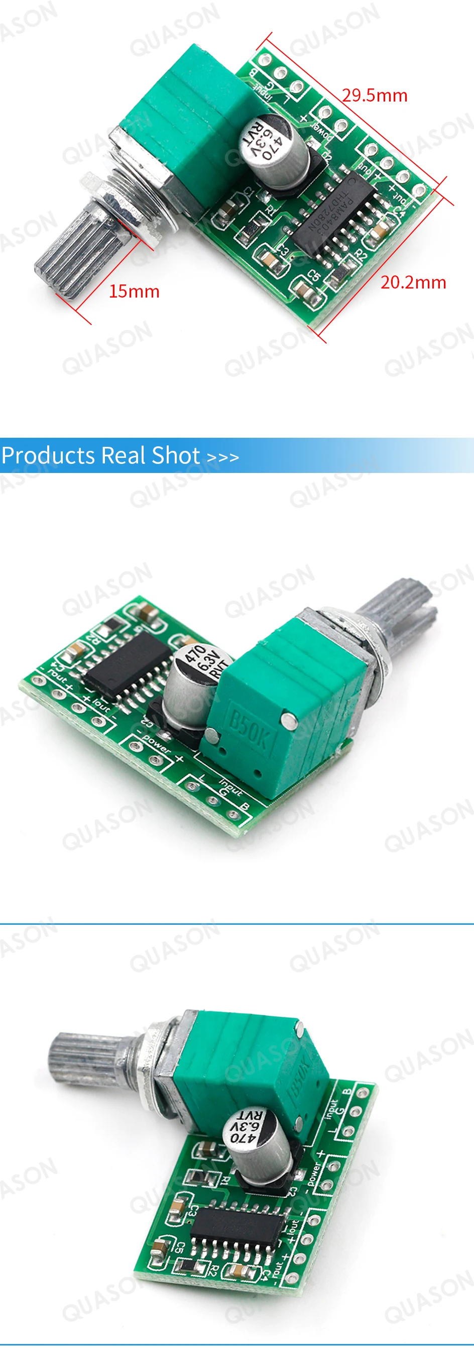 Плата усилителя звука PAM8403, мощность 5 В, 2 канала, 3 Вт, регулятор ...