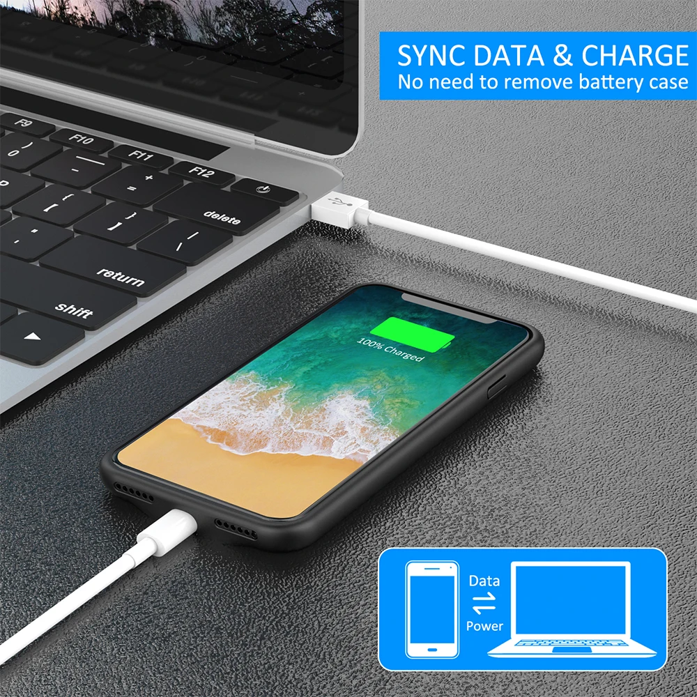Зарядное устройство чехол для iPhone 7 8 X XS 4600mAh Ультратонкий корпус Powerbank Быстрая зарядка для iPhone 7 8 Plus Поддержка аудио