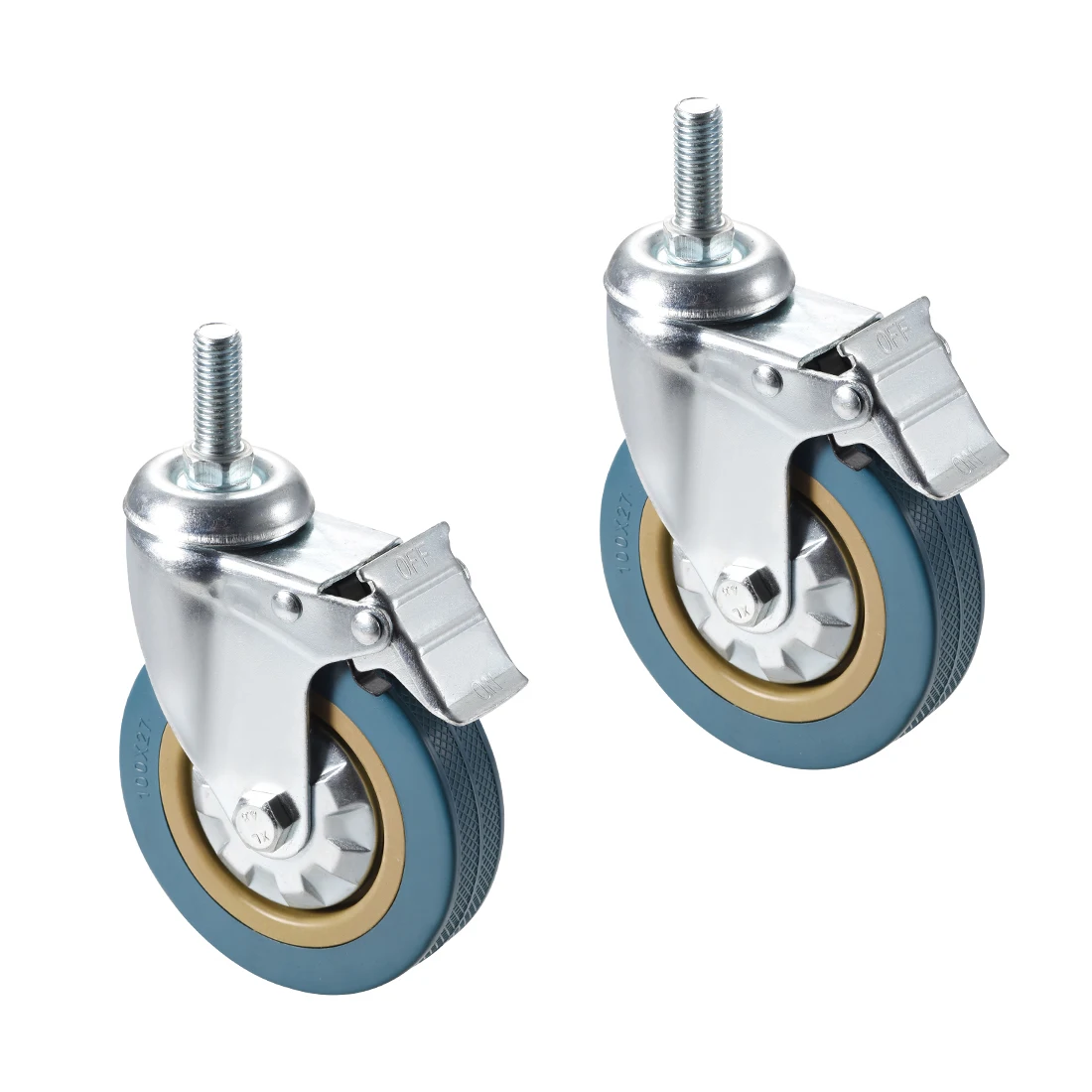 

uxcell Swivel Caster Wheels PVC Caster 4 Inch Dia Wheel M12 x 30mm Threaded Stem with Brake , 100lb Capacity , 2pcs