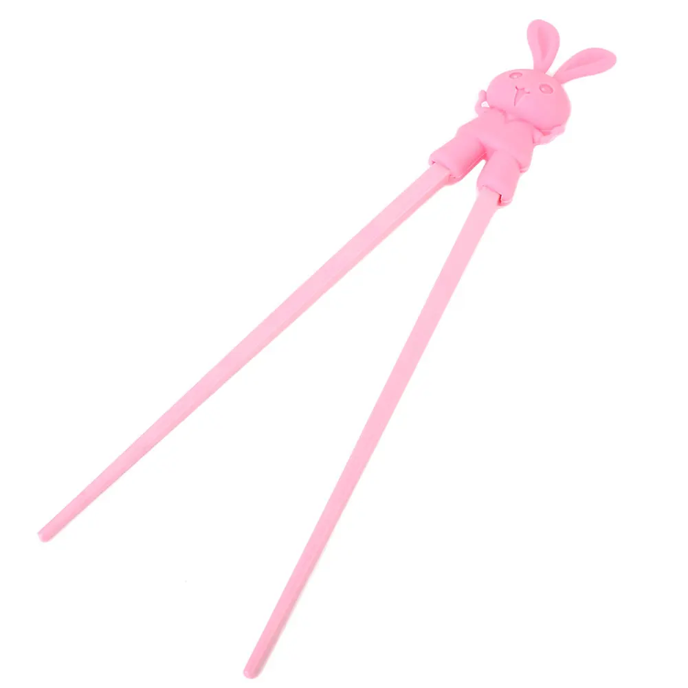Pink SOLEDI палочки для еды многоразовые еда есть Дети Забавный кролик инструмент обучения 1 пара мультфильм обучение - Цвет: Pink