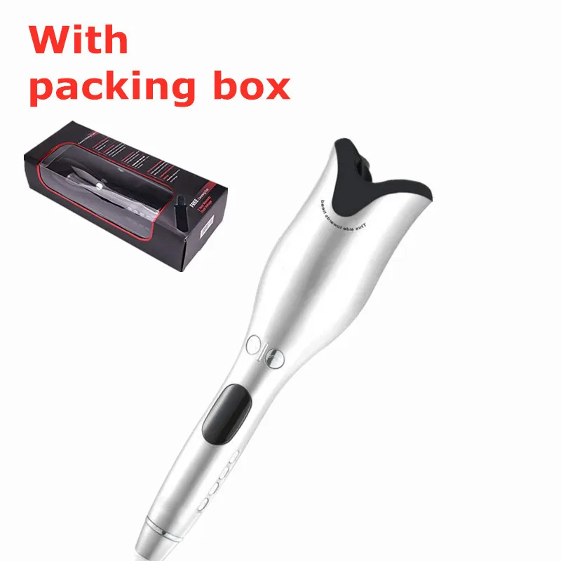 white with box Новые пляжные волны автоматическая воздушная завивка N Curl вращающиеся бигуди для волос роликовые керамические отрицательные ионные щипцы для завивки волос инструмент для укладки - Цвет: white with box
