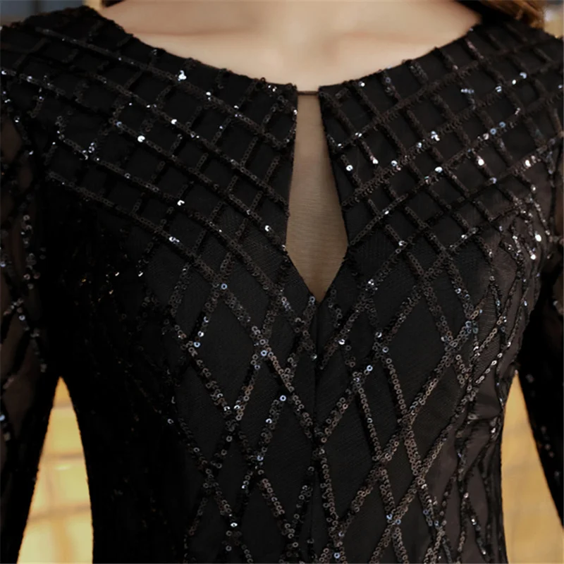 Это YiiYa коктейльное платье с О-образным вырезом из блестящей ткани, Короткие вечерние платья с открытой спиной, маленькое черное вечернее бальное платье с коротким рукавом E009