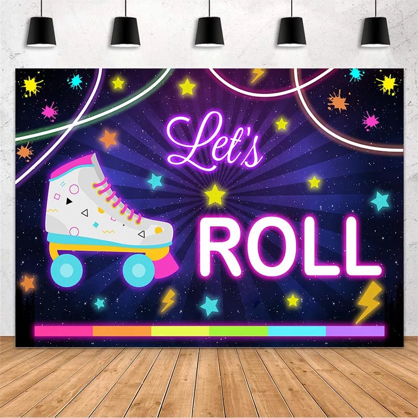 

Avezano Music Skates Roller Baby Shower Birthday Party Decoration Backdrop Photo Background Custom Photography Studio
