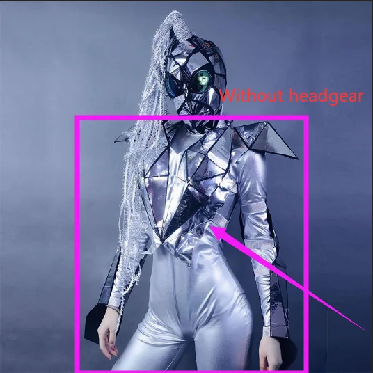 Without headdress Future technology sense Серебряный зеркальный сценический комбинезон, набор для будущих солдат, для мужчин и женщин, gogo, танцевальная команда, вечерние, Рейв, костюм, маска - Цвет: Without headdress