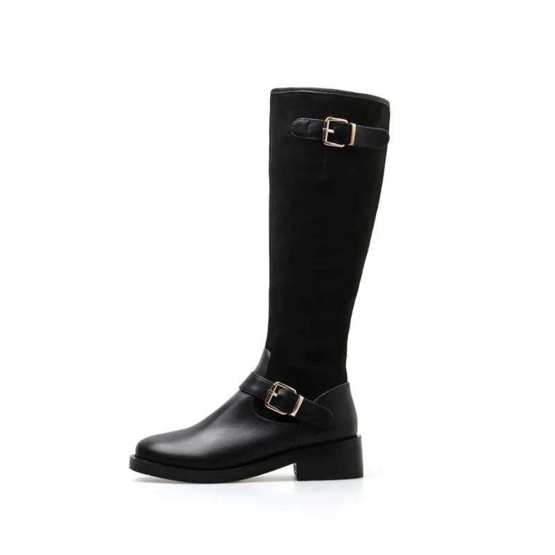 Prova Perfetto замшевые высокие сапоги женские сапоги до колена Высококачественная коричневая обувь из натуральной кожи на квадратном каблуке женская зимняя обувь